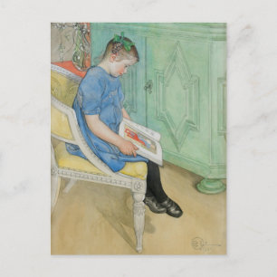 Anna Johanna Reading a Bok Vykort