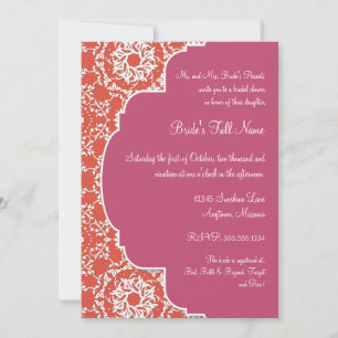 Anna Liese Damask - Tangerine n Watermelon Inbjuda Inbjudningar