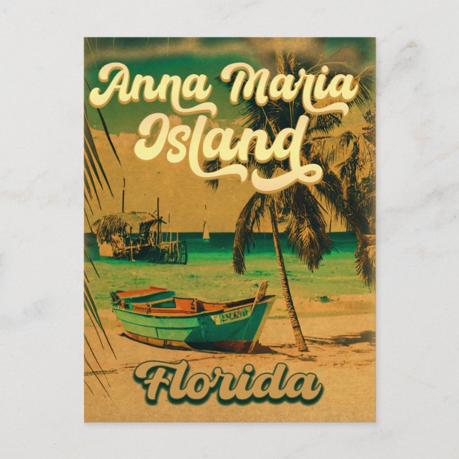 Anna Maria Florida Beach Retro Souvenir 60-tal Vykort (Framsida)