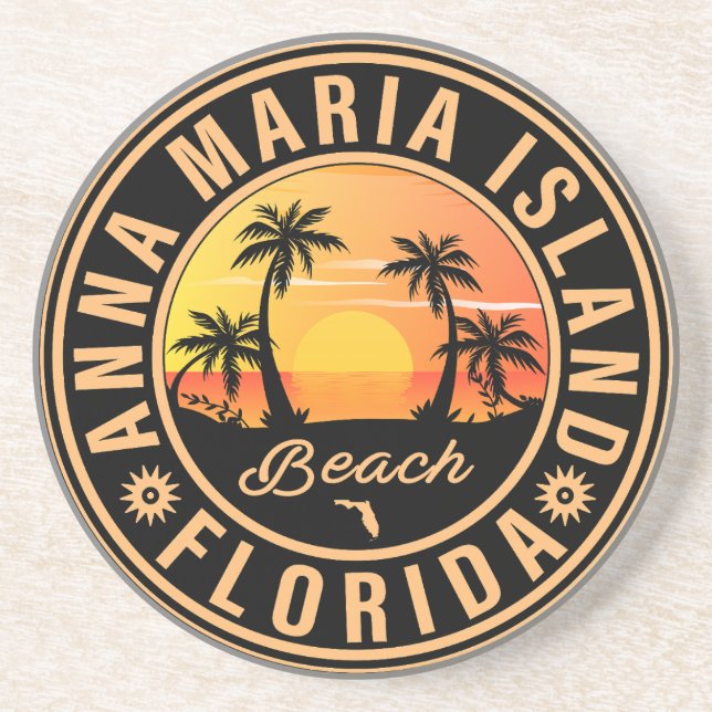 Anna Maria Florida Beach Retro Sunset 60 s Underlägg (Framsidan)