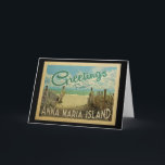 Anna Maria Island Beach Vintage resor Kort<br><div class="desc">I Hälsning från Anna Maria-vintagens vykort finns en sandstrand med vackra turkoshavet vatten och över havet,  ett blå himmel med giftiga vita moln. I vintage resor stil.</div>
