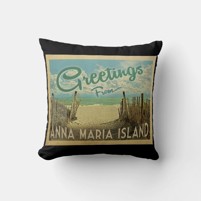 Anna Maria Island Beach Vintage resor Kudde (Framsida)