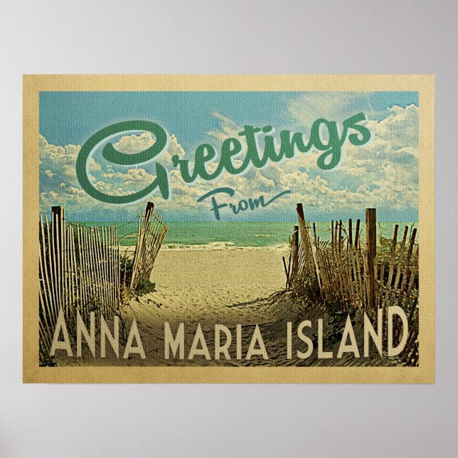 Anna Maria Island Beach Vintage resor Poster (Framsidan)