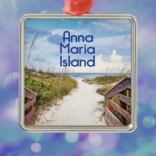 Anna Maria Island Florida Beach-foto Julgransprydnad Metall