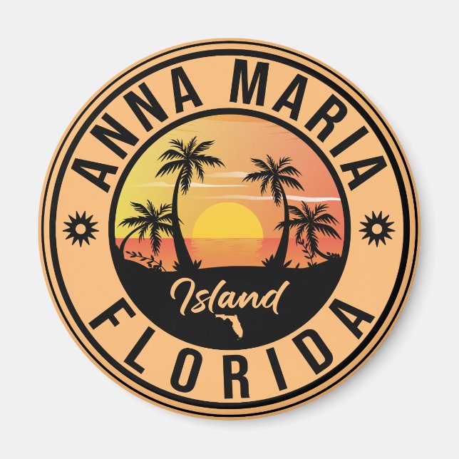 Anna Maria ö Florida Beach Retro Souvenir Magnet (Framsidan)