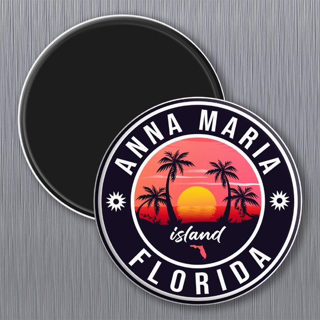 Anna Maria ö Florida Beach Retro Souvenir Magnet (Skapare uppladdad)