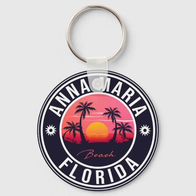Anna Maria ö Florida Beach Retro Souvenir Nyckelring (Framsida)