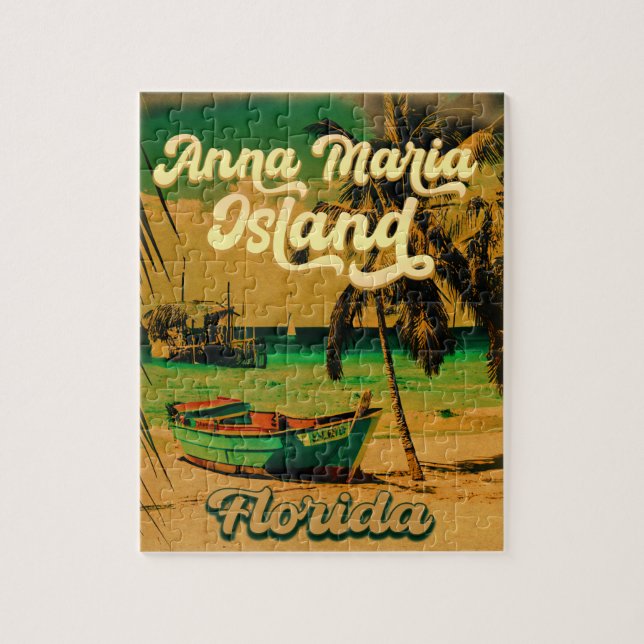Anna Maria ö Florida Beach Retro Souvenir Pussel (Vertikal)