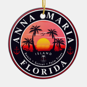 Anna Maria ö Florida Retro Sunset Souvenirs Julgransprydnad Keramik