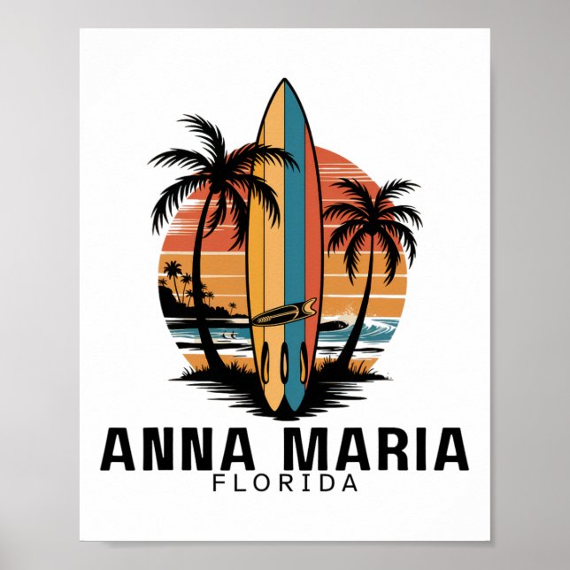 Anna Maria Strand Florida Surfing Surfare  Poster (Framsidan)