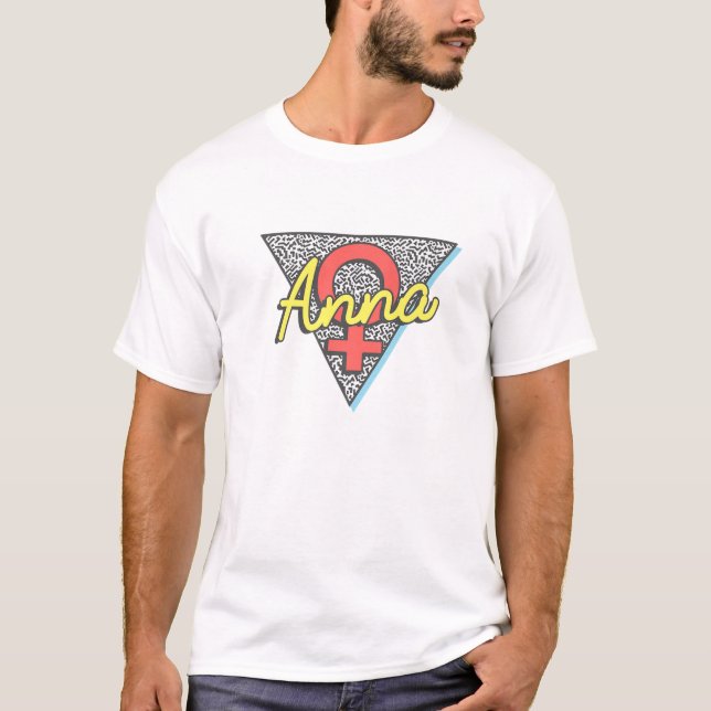Anna Namn Retro Triangle Personlig Gift T Shirt (Framsida)