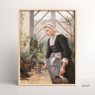 Anna Petersen Breton Girl and Hothouse Plants Poster