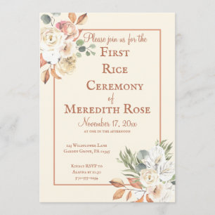 Anna Prashan First Ris Ceremony Blommigt Inbjudningar