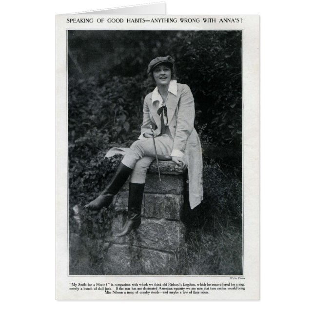 Anna Q. Nilsson 1917 ridsportföljen i porträtt Hälsningskort (Framsidan)
