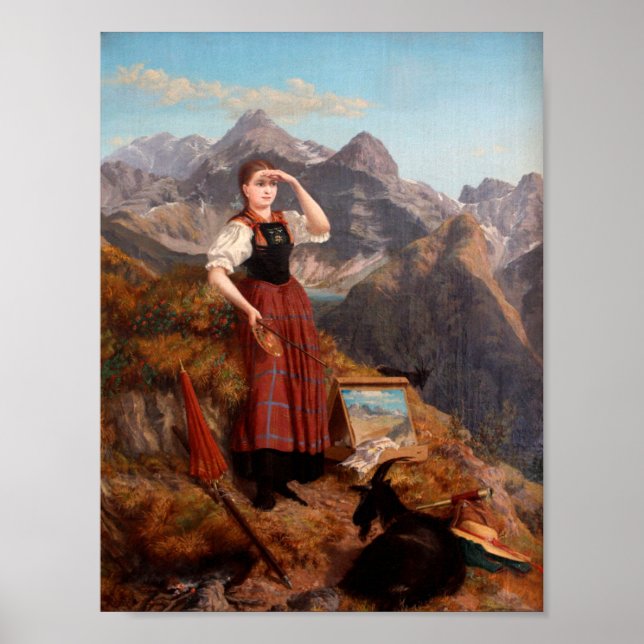 Anna Stainer Self-porträtt i Lechtaler Costume Poster (Framsidan)