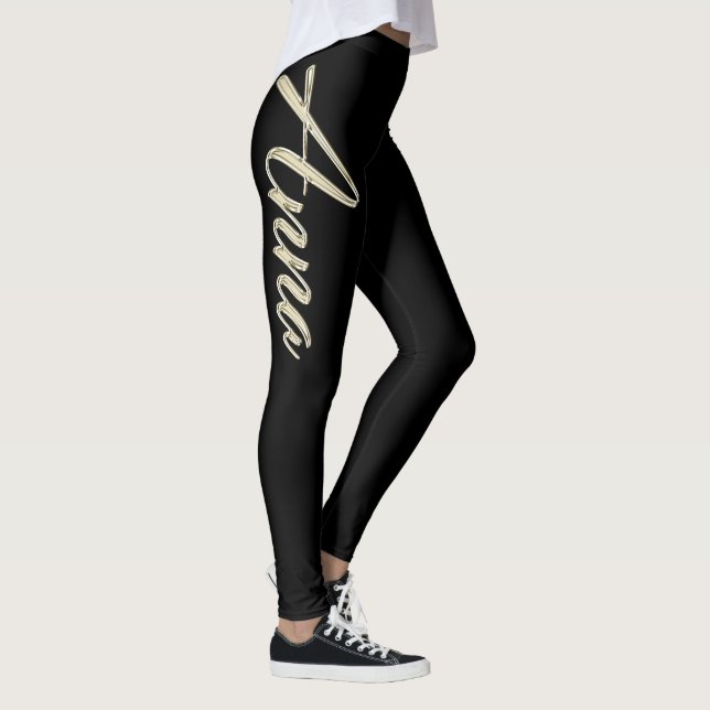 Anna white gold Handwriting Hose Leggings (Höger)