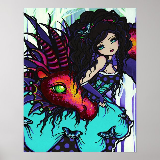 Annabelle & Jax Fairy Princess Dragon Fantasy Art Poster (Framsidan)
