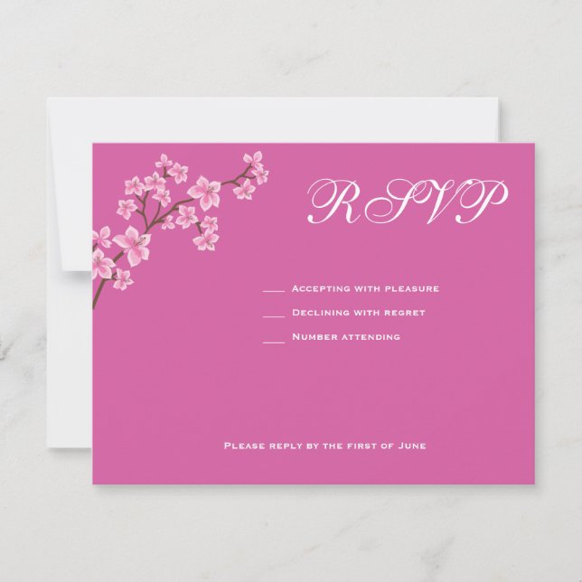 Annabelle Rosa Blommor Bat Mitzvah RSVP OSA Kort (Framsida)