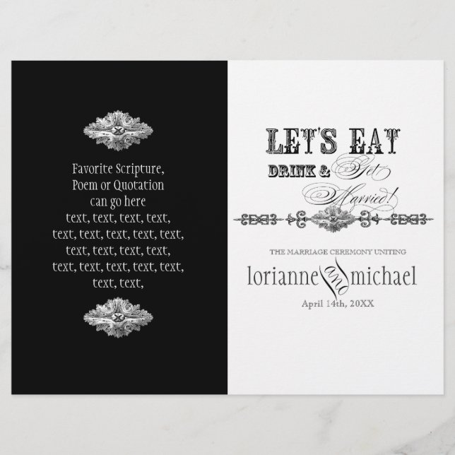 AnnaLiese Damask - formellt Bröllopsprogram (Framsida)