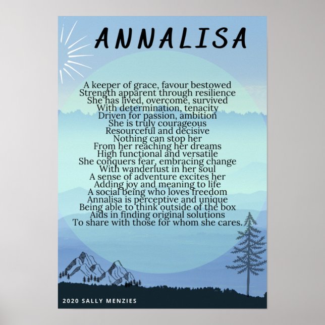 ’Annalisa’ Namn Dikt Poster (Framsidan)