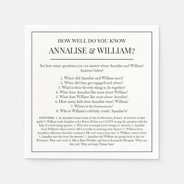 Annalise What You Know Roligt Bröllop Cocktail Pappersservett (Framsidan)