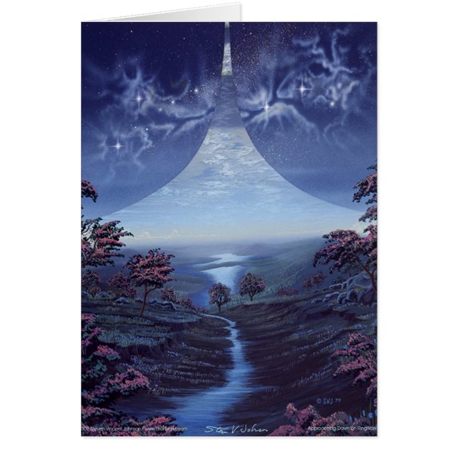 Annalkande gryning på ringvärlden hälsningskort (Framsidan)