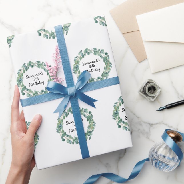 Annandskript för fågelledning (eukalyptus greenery presentpapper (Gifting)