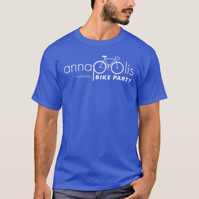 Annapolis Bike Party Blue Tee w/White Logotyp (Framsida)
