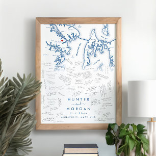 Annapolis Bröllop Modern Guest Bok Poster