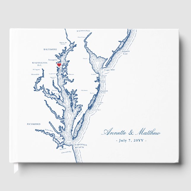 Annapolis Chesapeake Bay Kartong Bröllop Gästböcker (Framsida)