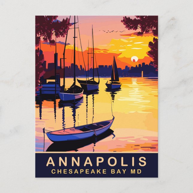 Annapolis, Chesepeake Bay, Maryland, Travel Vykort (Framsida)