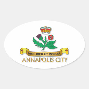 Annapolis City flagga Ovalt Klistermärke