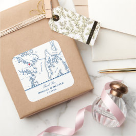 Annapolis Kent Island Karta Navy Wedding Favor Fyrkantigt Klistermärke