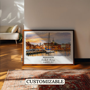 Annapolis Maryland Affisch, Akvarell, Beställnings Poster