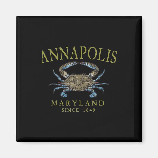Annapolis Maryland Blå Krabba Sedan 1649 Valvd Oli Magnet (Framsidan)