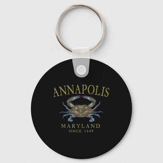 Annapolis Maryland Blue Crab Since 1649 Arched Oli Nyckelring (Framsida)