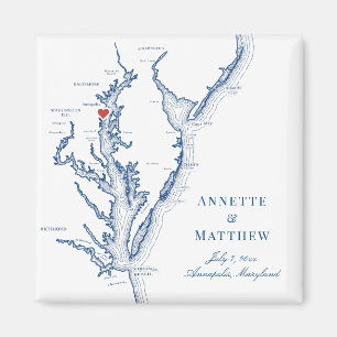 Annapolis Maryland Chesapeake Bay Karta Bröllop Magnet