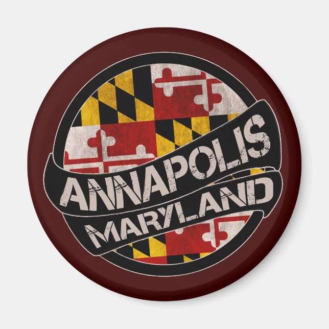 Annapolis Maryland flagga grunge magnet (Framsidan)