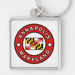 Annapolis Maryland Fyrkantig Silverfärgad Nyckelring