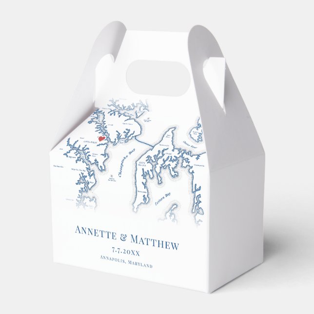 Annapolis Maryland Karta Elegant bröllop Presentaskar (Framsidan Sidan)