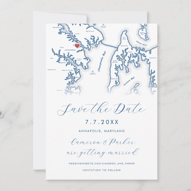 Annapolis Maryland Karta Navy Blue Photo Spara Datumet (Framsida)