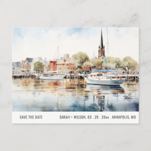 Annapolis Maryland MD Sea Watercolor Spara datum Vykort