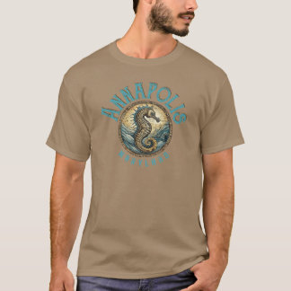 Annapolis Maryland Nautical Seahorse Design T Shirt