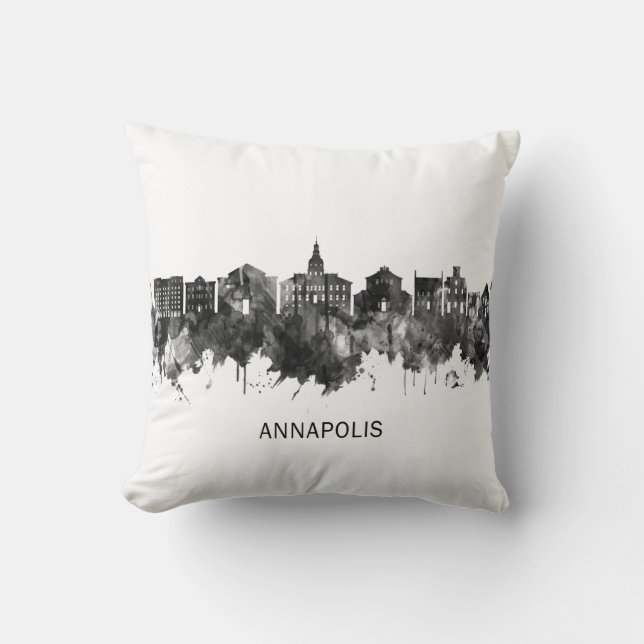Annapolis Maryland Skyline BW Kudde (Framsida)