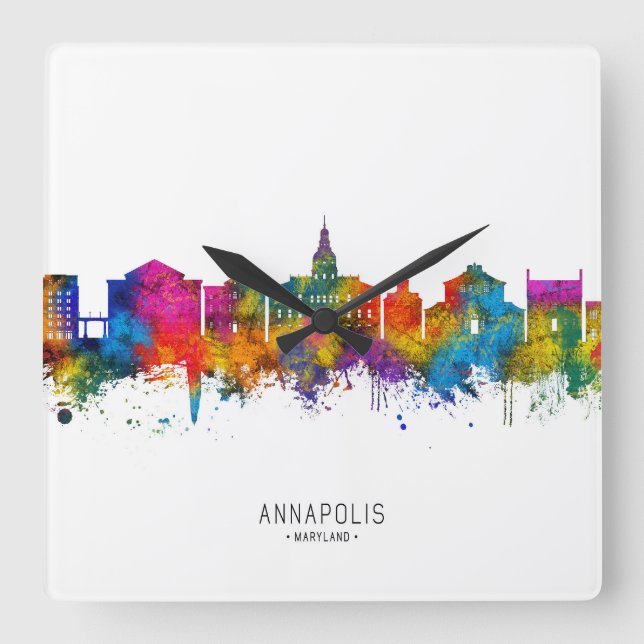 Annapolis Maryland Skyline Fyrkantig Klocka (Framsida)