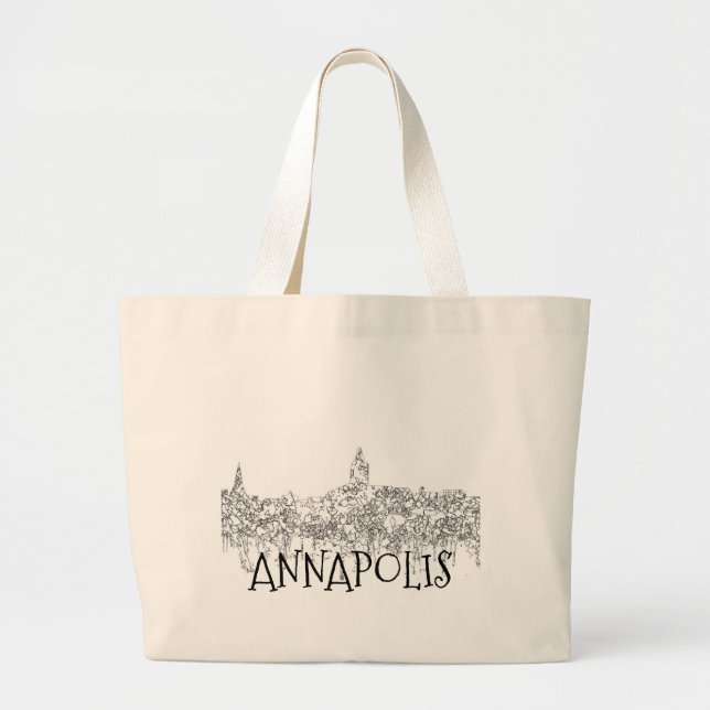 Annapolis Maryland Skyline SG-Black och White Jumbo Tygkasse (Framsidan)