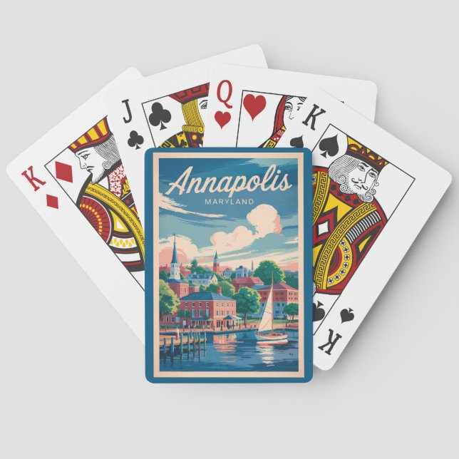 Annapolis Maryland Skyline Travel Art Vintage Casinokort (Baksidan)