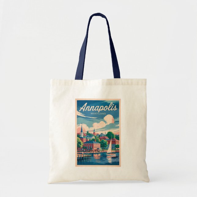 Annapolis Maryland Skyline Travel Art Vintage Tygkasse (Framsidan)