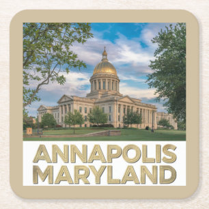 Annapolis Maryland Underlägg set Papper Kvadrat