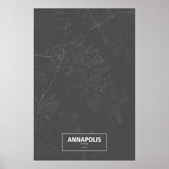 Annapolis, Maryland (vit på svart) Poster (Framsidan)